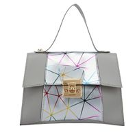 New Style Contrast Color Geometric Striped Stitching Messenger Small Square Handbag sku image 4