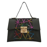 New Style Contrast Color Geometric Striped Stitching Messenger Small Square Handbag sku image 3