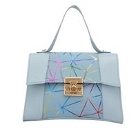 New Style Contrast Color Geometric Striped Stitching Messenger Small Square Handbag sku image 2