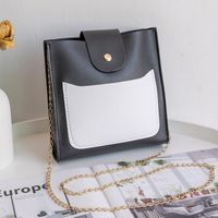 New Style Contrast Color Square Pocket Messenger Chain Bucket Bag main image 4