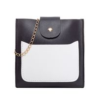 New Style Contrast Color Square Pocket Messenger Chain Bucket Bag main image 2