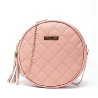 New Style Solid Color Rhombus Embroidered Messenger Chain Small Round Bag main image 4