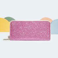 New Style Solid Color Zipper Style Sequins Clutch Mobile Phone Bag main image 4