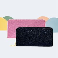 New Style Solid Color Zipper Style Sequins Clutch Mobile Phone Bag main image 6