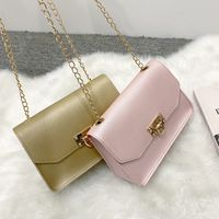 Simple New Style Solid Color Messenger Chain Small Square Bag main image 5