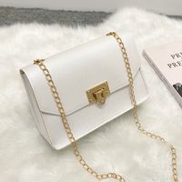 Simple New Style Solid Color Messenger Chain Small Square Bag sku image 1
