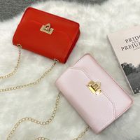 Simple New Style Solid Color Messenger Chain Small Square Bag main image 3