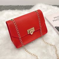 Simple New Style Solid Color Messenger Chain Small Square Bag sku image 2