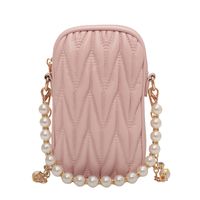 2022 Summer New Fashion Pearl Chain Embroidered Crossbody Shoulder Mobile Phone Bag main image 2