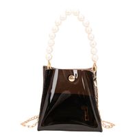 Women's Small Pvc Solid Color Cute Pearls Transparent Square Magnetic Buckle Crossbody Bag sku image 1