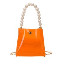 Women's Small Pvc Solid Color Cute Pearls Transparent Square Magnetic Buckle Crossbody Bag sku image 5