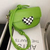 2022 Summer New Candy Color Heart Plaid Shoulder Small Square Bag main image 1