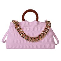 2022 New Fashion Chain Portable Round Handle Pleated Shoulder Handbag sku image 7