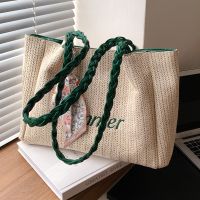 2022 New Summer Large Capacity Embroidery Thread Shoulder Straw Tote Bag main image 1