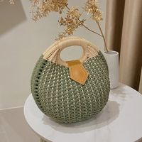 New Retro Style Hand-held Hand-carrying Round Straw Bag main image 6