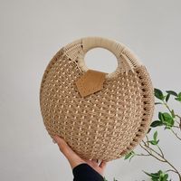 New Retro Style Hand-held Hand-carrying Round Straw Bag main image 3