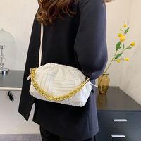 New Clipped Button Thick Chain Crossbody Shoulder Pleated Cloud Bag sku image 1