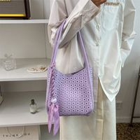 2022 New Summer Hollow Solid Color Shoulder Underarm Bucket Bag sku image 1