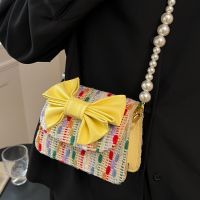 2022 Summer New Bow Pearl Chain Messenger Small Square Bag main image 4