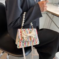 2022 Summer New Bow Pearl Chain Messenger Small Square Bag sku image 3