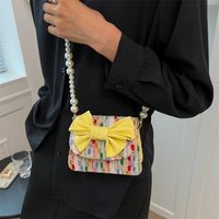 2022 Summer New Bow Pearl Chain Messenger Small Square Bag sku image 2