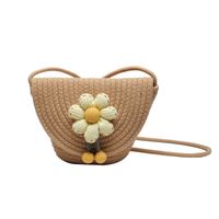 2022 Summer Fashion Stitching Flowers Crossbody Shoulder Small Woven Bag sku image 1