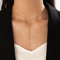 Fashion Simple Long Tassel Single-layer Geometric Hollow Clavicle Chain Alloy Necklace main image 5