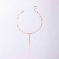 Fashion Simple Long Tassel Single-layer Geometric Hollow Clavicle Chain Alloy Necklace main image 3