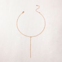 Fashion Simple Long Tassel Single-layer Geometric Hollow Clavicle Chain Alloy Necklace main image 4