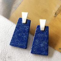 Nihaojewelry Vintage Lapis Lazuli Carved Pattern Earrings Brooch Wholesale Jewelry sku image 6