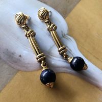 Nihaojewelry Vintage Lapis Lazuli Carved Pattern Earrings Brooch Wholesale Jewelry sku image 1