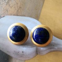 Nihaojewelry Vintage Lapis Lazuli Carved Pattern Earrings Brooch Wholesale Jewelry sku image 5