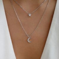 New Fashion Five-pointed Star Moon Pendant Multi-layer Sweater Chain Necklace Women sku image 1