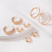 Fashion Simple Hollow Geometric Glossy Alloy Earrings Four-piece Set main image 3