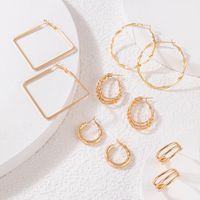 Fashion Alloy Round Square Earrings Daily Hoop Earrings main image 3