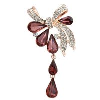 Fashion Elegant Crystal Rhinestone Inlaid Water Drop Bow Pendant Brooch main image 4