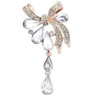 Fashion Elegant Crystal Rhinestone Inlaid Water Drop Bow Pendant Brooch sku image 1