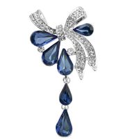 Fashion Elegant Crystal Rhinestone Inlaid Water Drop Bow Pendant Brooch sku image 2