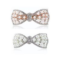 Women's Fashion Sweet Bow Knot Alloy Inlaid Pearls Diamond Artificial Rhinestones Artificial Pearls Hair Clip main image 3