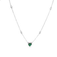 Mode Kupfer Mikro Inlaid Zirkon Rosa Diamant Herz Halskette sku image 6