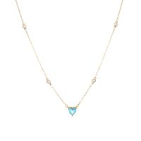 Mode Kupfer Mikro Inlaid Zirkon Rosa Diamant Herz Halskette sku image 7