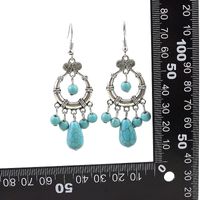 Style Ethnique Argent Turquoise Boucles D'oreilles main image 4