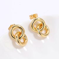 Fashion Simple Geometric Electroplated 18k Gold Copper Earrings main image 3