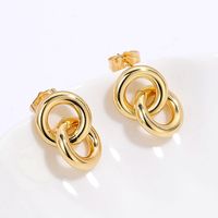 Fashion Simple Geometric Electroplated 18k Gold Copper Earrings sku image 1