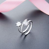 New Spiral Diamond Accessories Ring Korean S925 Sterling Silver Zircon Open Ring sku image 1
