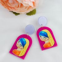 Cartoon Style Printing Arylic Synthetic Resin Earrings sku image 2