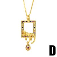 Wholesale Jewelry Fashion Geometric Leopard Pendant Copper Inlaid Zircon Necklace Nihaojewelry sku image 4