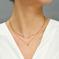 Fashion Hollow Cube Zircon Pendant Double-layer Female Copper Necklace main image 6