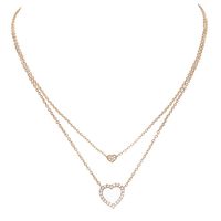 Fashion Creative Double-layer Heart-shaped Pendant Copper Necklace 2-piece Set sku image 1