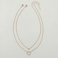 Fashion Creative Double-layer Heart-shaped Pendant Copper Necklace 2-piece Set main image 4